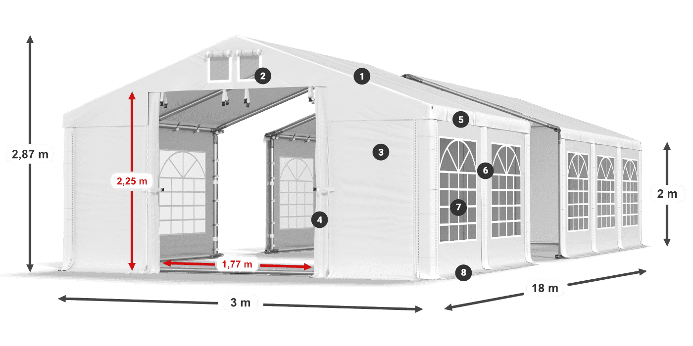 Strecha: SD 560 PVC Steny: FR 620 PVC legenda 2m