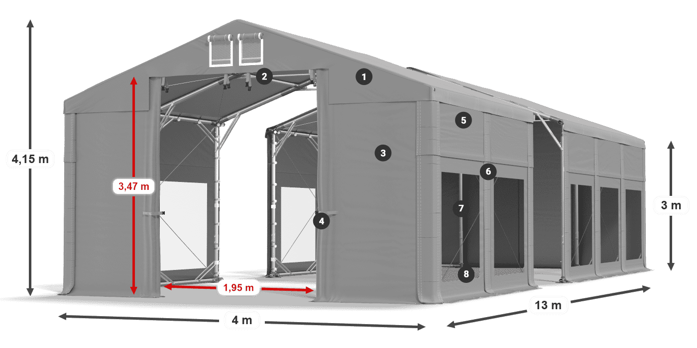 Strecha: MS 580 PVC Steny: MS 580 PVC 3m legenda
