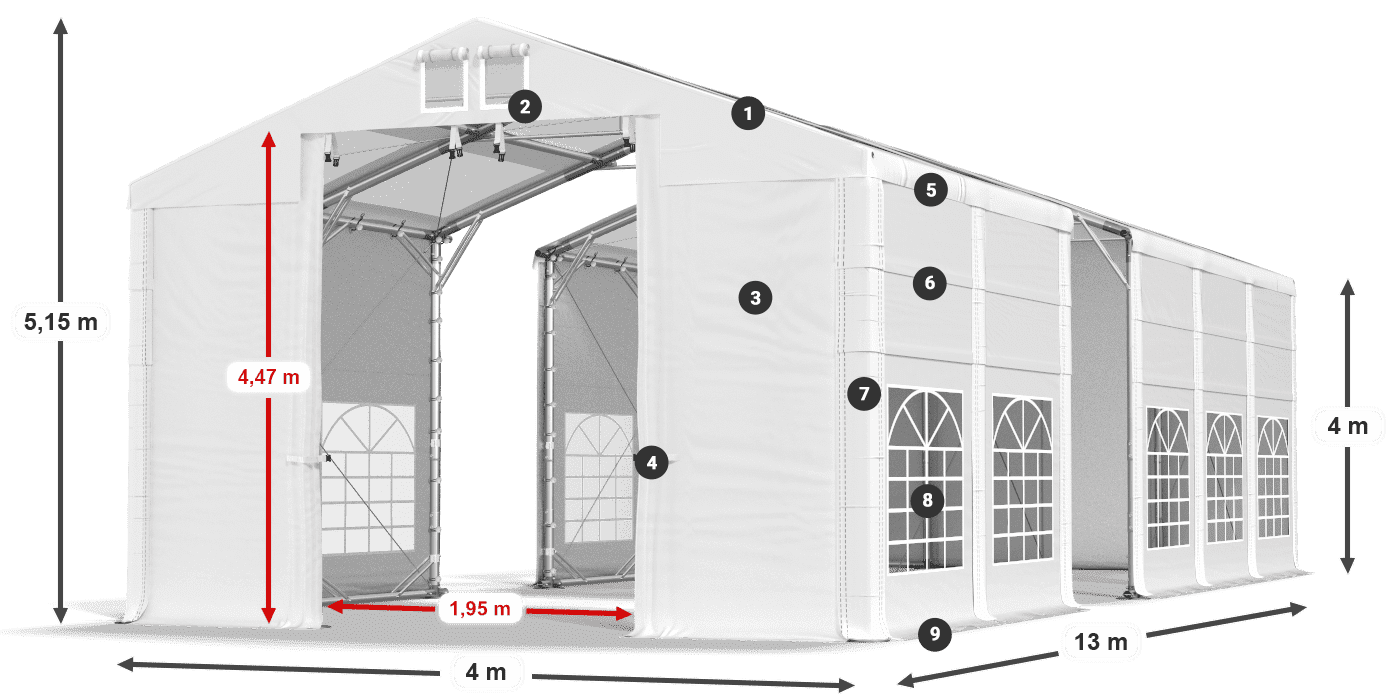 Strecha: MS T 580 PVC Steny: SD 500 AND PVC 4 m legenda