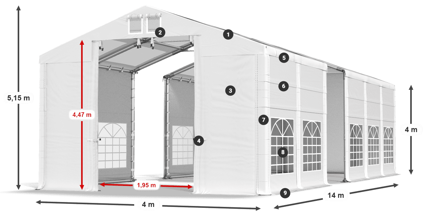 Strecha: MS T 580 PVC Steny: SD 500 AND PVC 4 m legenda