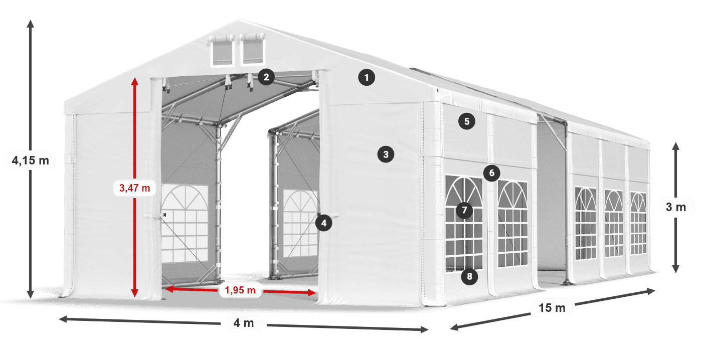 Strecha: FR 620 PVC Steny: SD 500 PVC 3m legenda