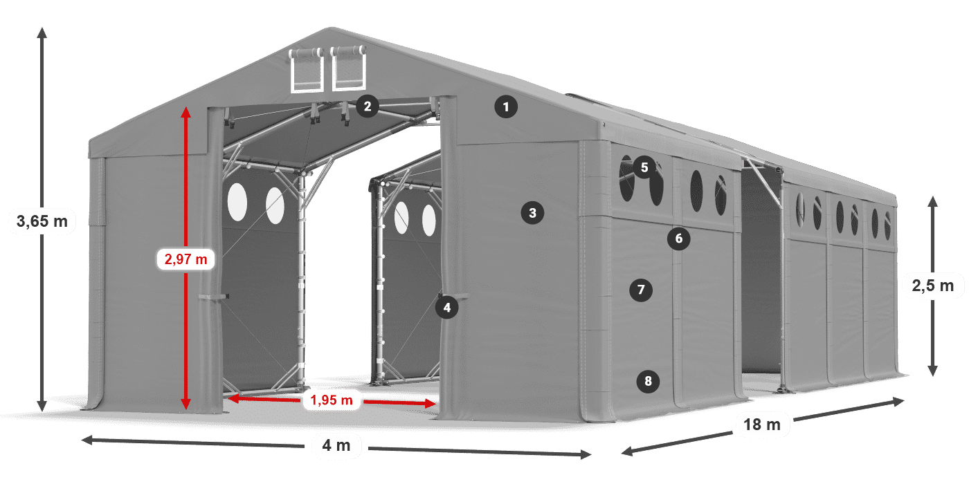 Strecha: SD 560 PVC Steny: MS O 580 PVC legenda 2,5 m