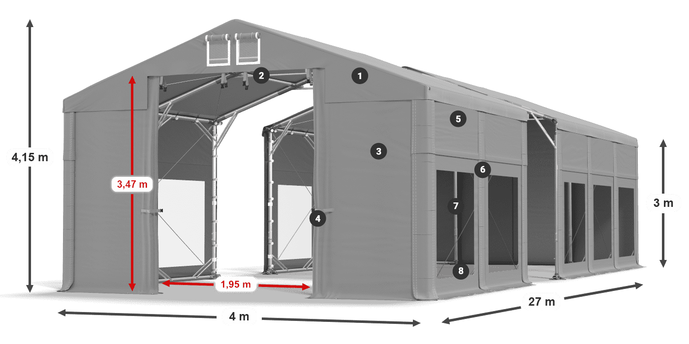 Strecha: MS 580 PVC Steny: MS 580 PVC 3m legenda
