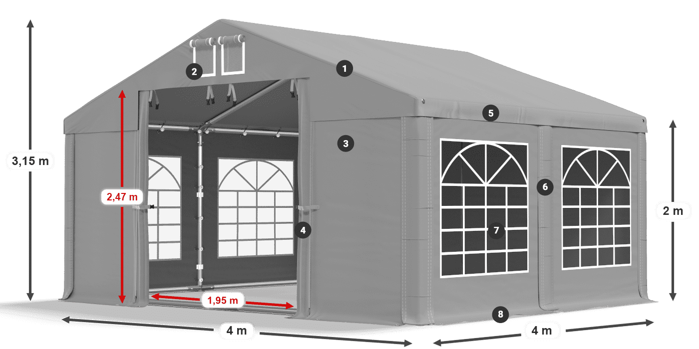 Strecha: FR 620 PVC Steny: SD 500 PVC 2 m legenda