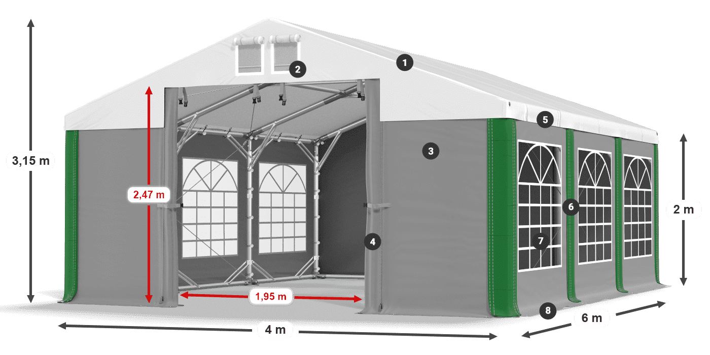 Strecha: FR 620 PVC Steny: SD 500 PVC 2 m legenda