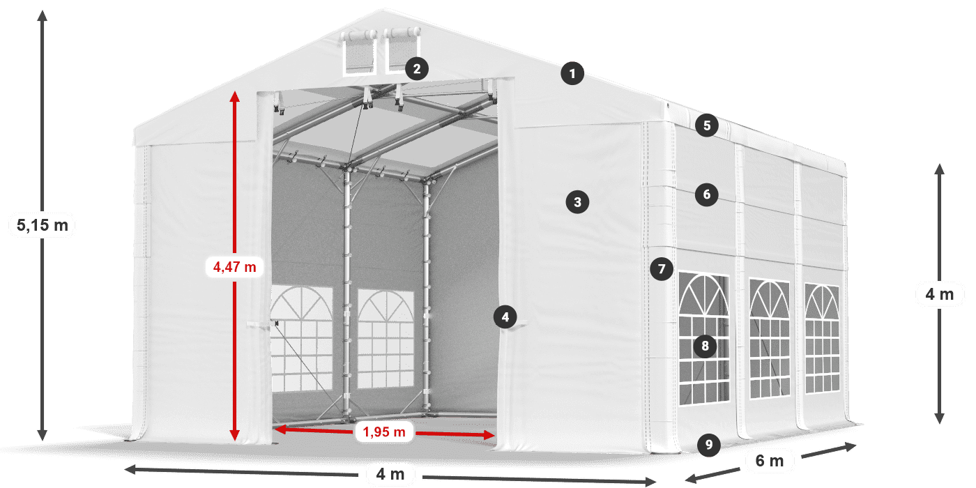 Strecha: MS T 580 PVC Steny: SD 500 AND PVC 4 m legenda