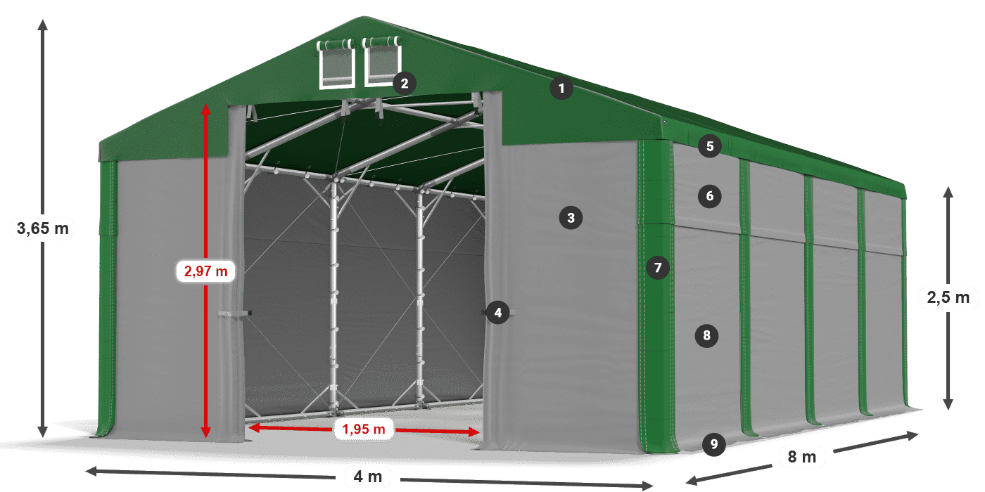 Strecha: SD 560 PVC Steny: FR 620 PVC legenda 2,5 m