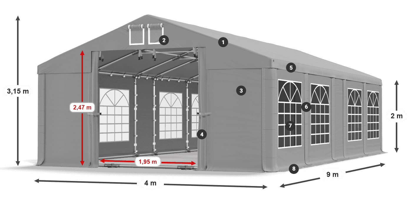 Strecha: FR 620 PVC Steny: SD 500 PVC 2 m legenda
