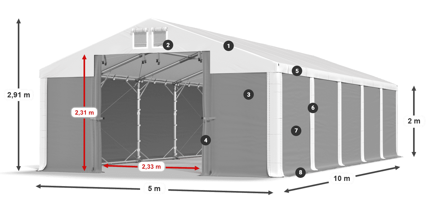Strecha: FR 620 PVC Steny: SD 500 PVC 2 m legenda