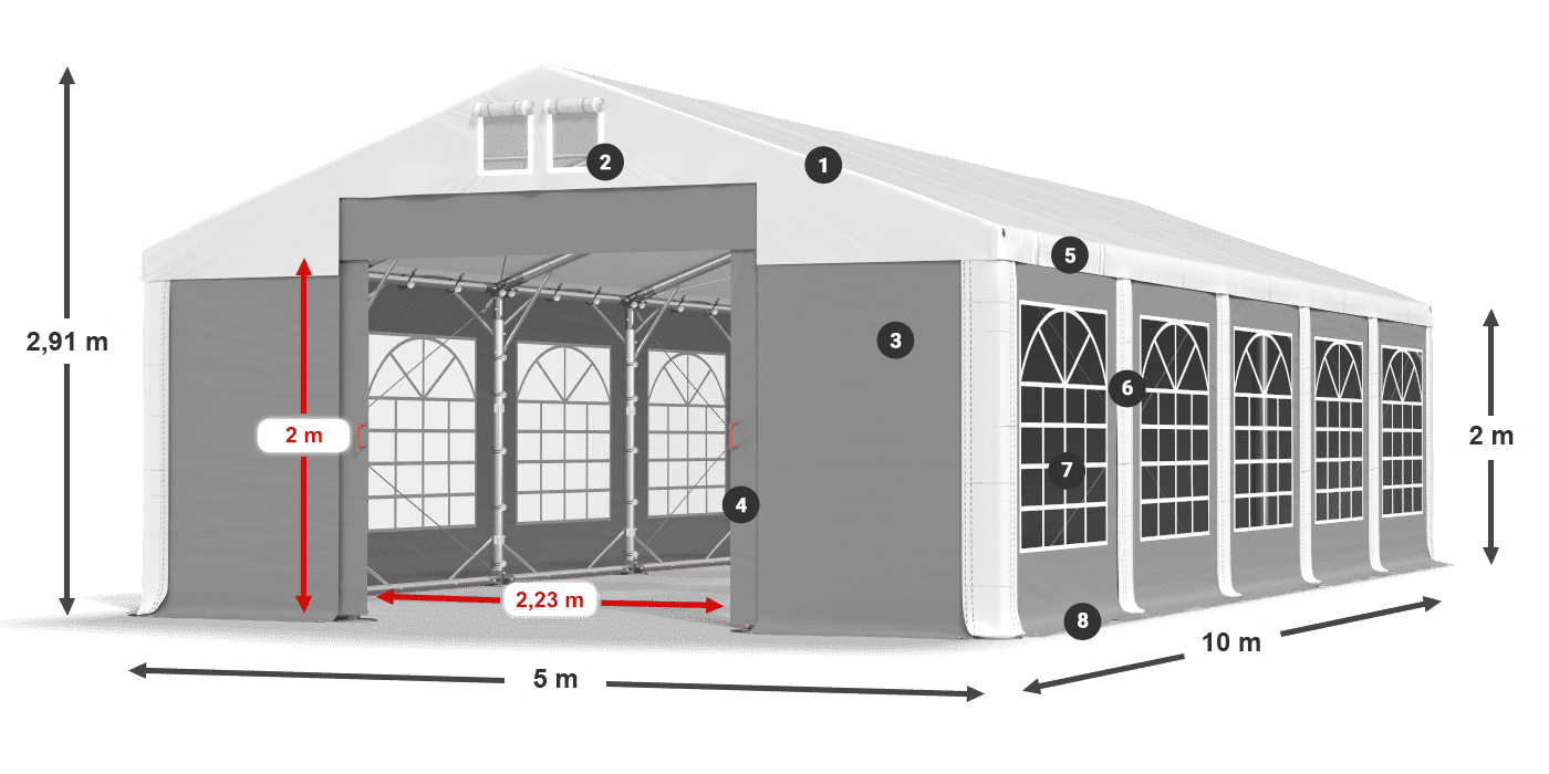 Strecha: FR 620 PVC Steny: SD 500 PVC 2 m legenda