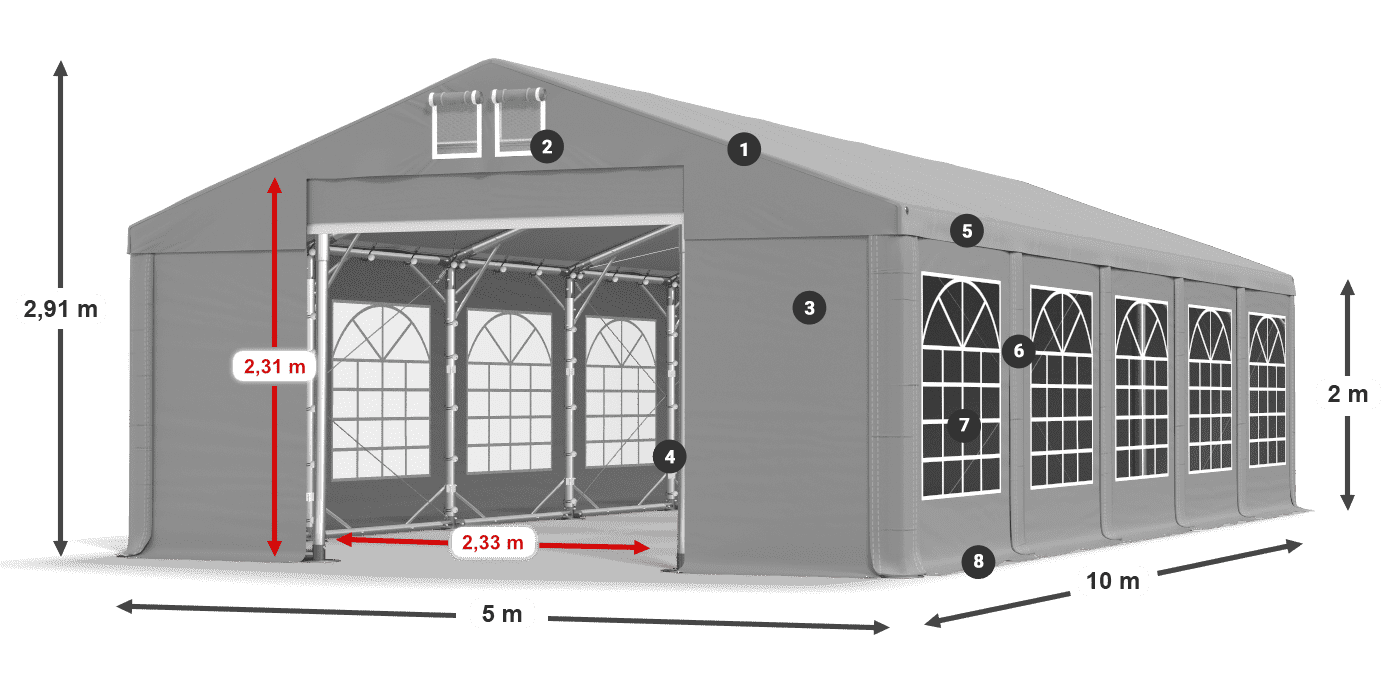 Strecha: FR 620 PVC Steny: SD 500 PVC 2 m legenda
