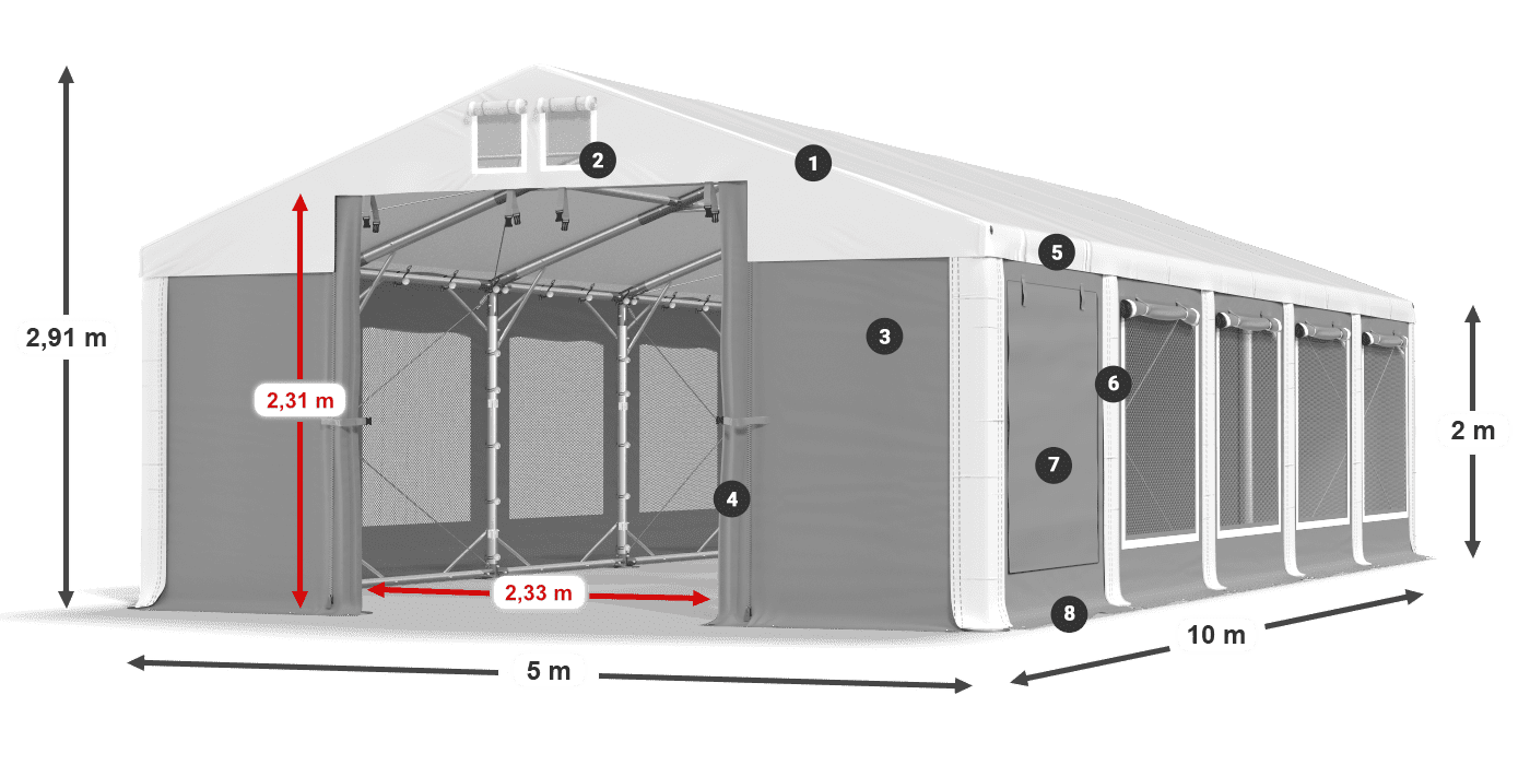 Strecha: FR 620 PVC Steny: SD 500 PVC 2 m legenda