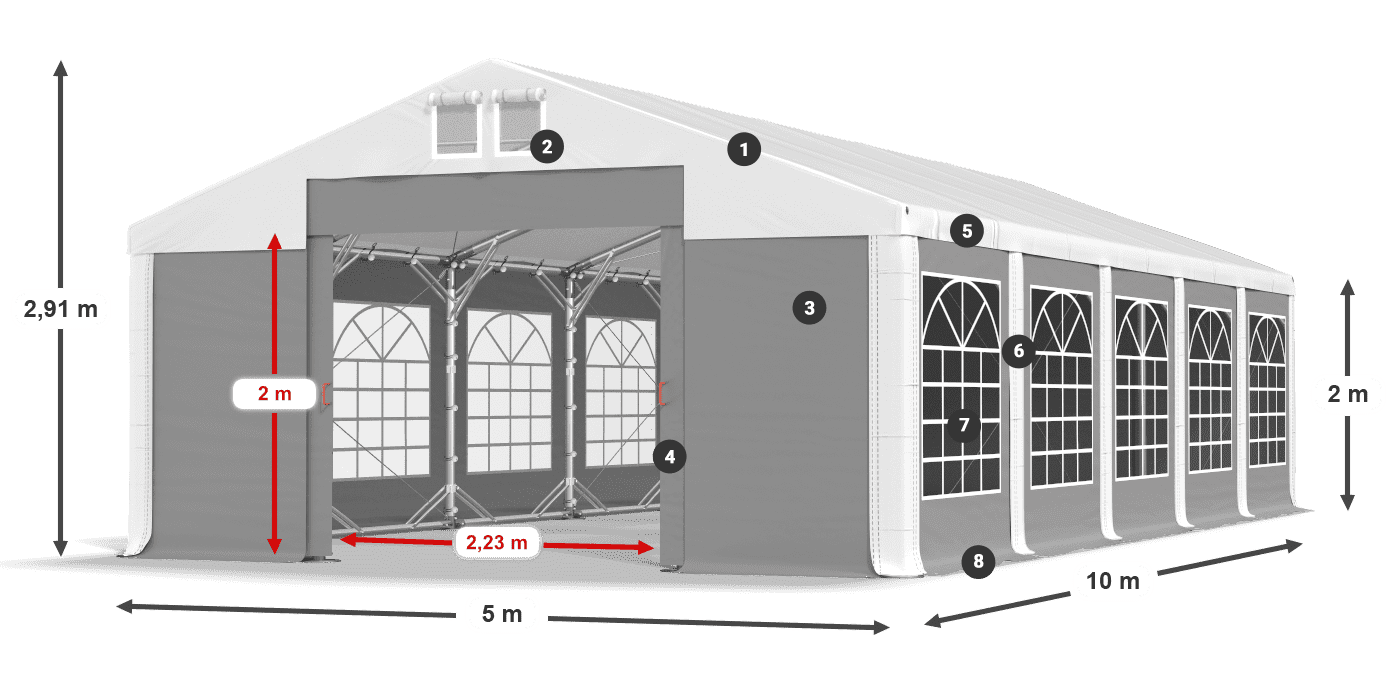 Strecha: FR 620 PVC Steny: SD 500 PVC 2 m legenda