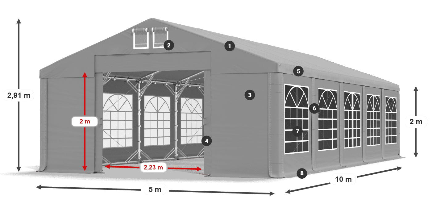 Strecha: FR 620 PVC Steny: SD 500 PVC 2 m legenda