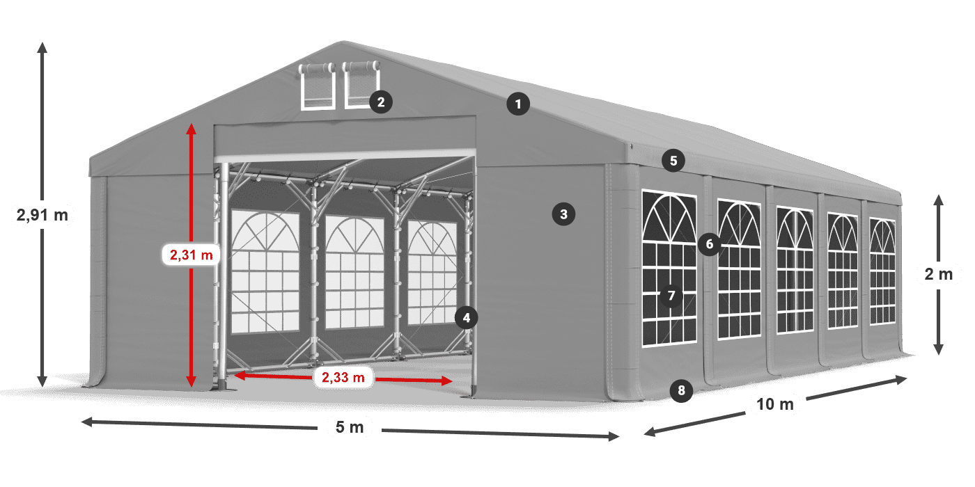 Strecha: FR 620 PVC Steny: SD 500 PVC 2 m legenda