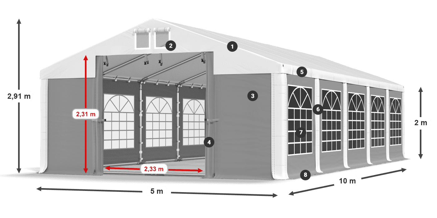 Strecha: FR 620 PVC Steny: SD 500 PVC 2 m legenda