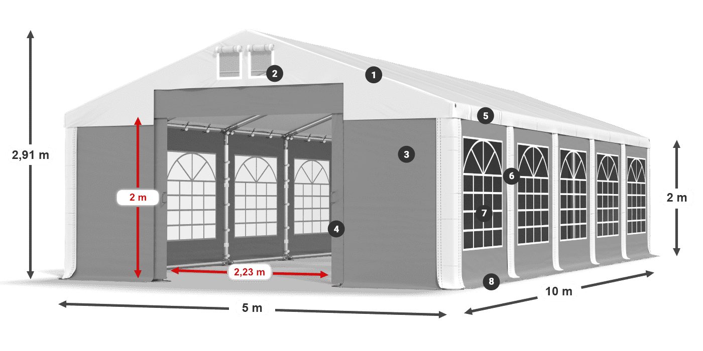 Strecha: FR 620 PVC Steny: SD 500 PVC 2 m legenda