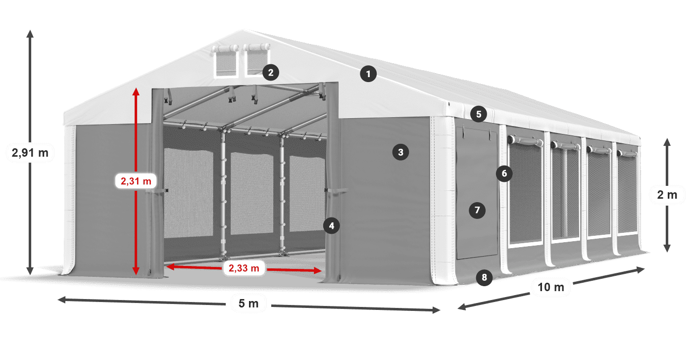 Strecha: FR 620 PVC Steny: SD 500 PVC 2 m legenda