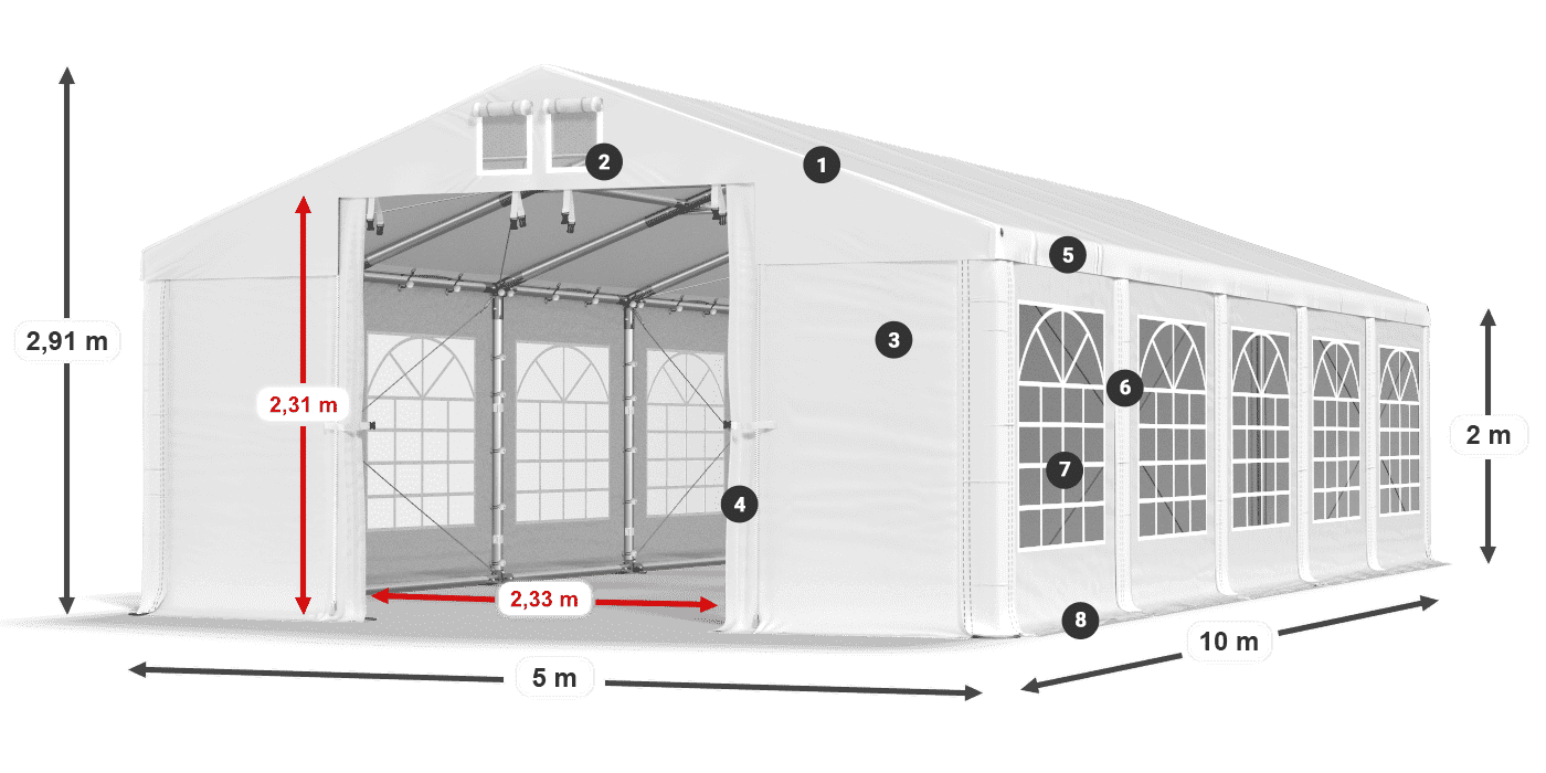 Strecha: FR 620 PVC Steny: SD 500 PVC 2 m legenda