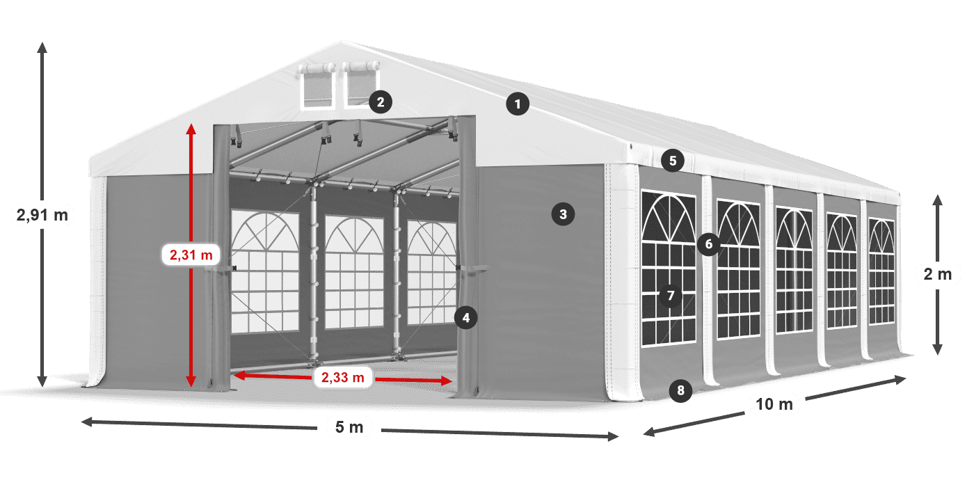 Strecha: FR 620 PVC Steny: SD 500 PVC 2 m legenda