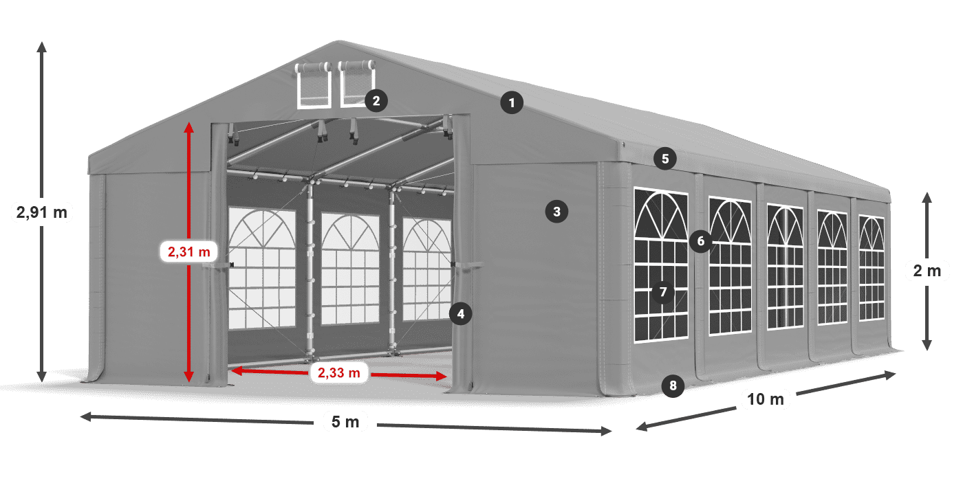 Strecha: FR 620 PVC Steny: SD 500 PVC 2 m legenda