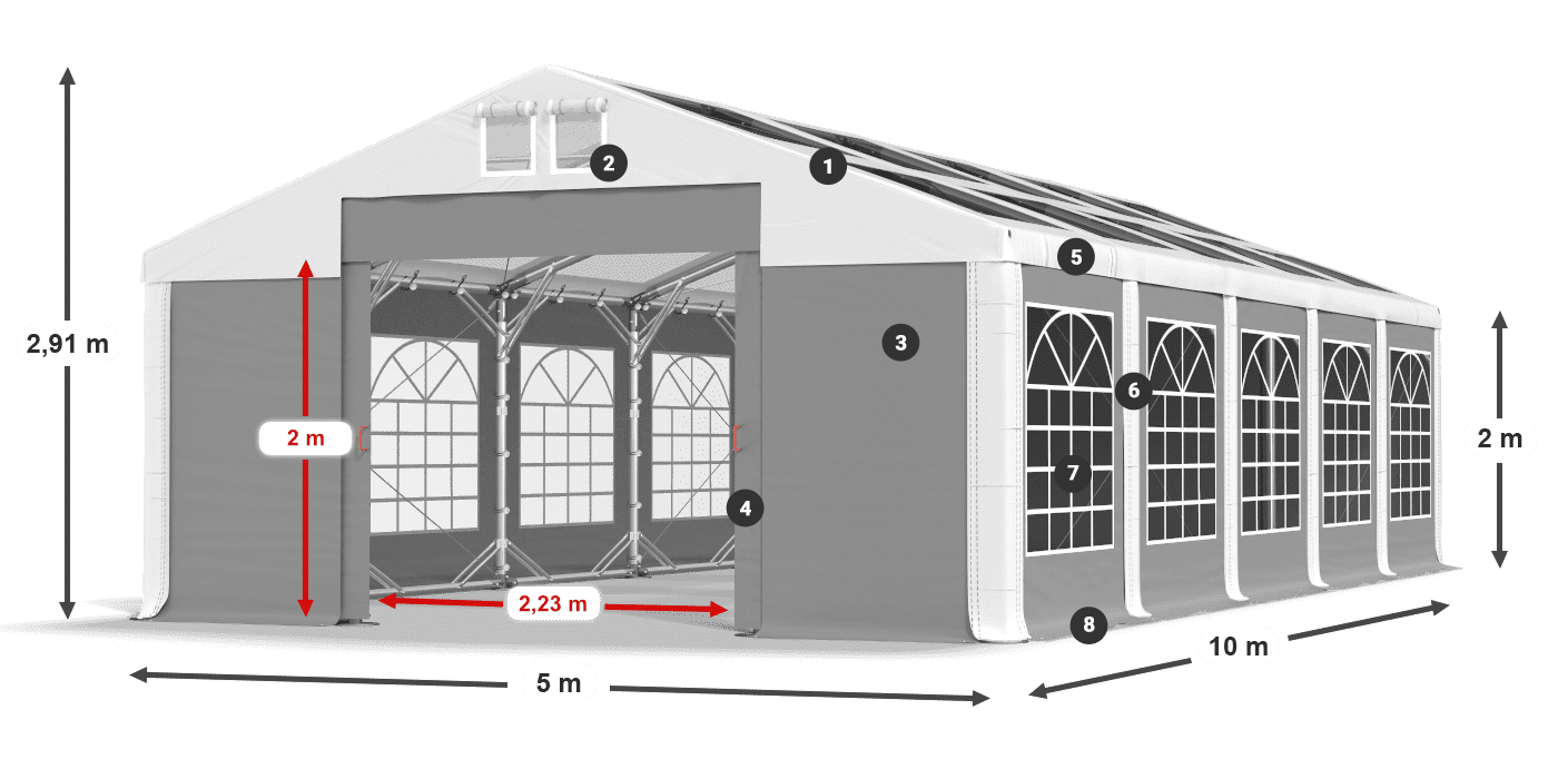 Strecha: MS 580 PVC Steny: SD 500 PVC 2 m legenda
