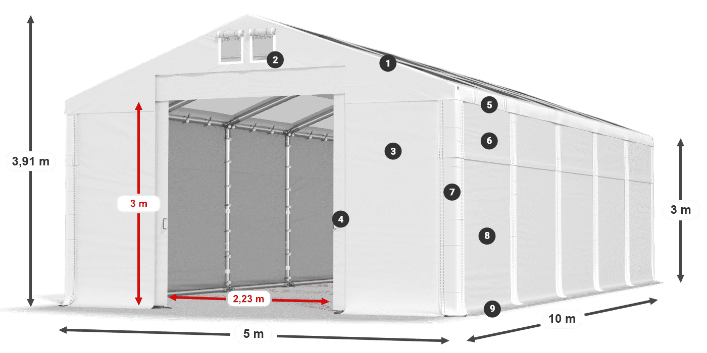Strecha: MS T 580 PVC Steny: FR 620 PVC 3m legenda