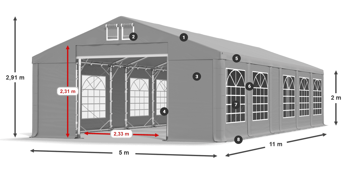 Strecha: FR 620 PVC Steny: SD 500 PVC 2 m legenda