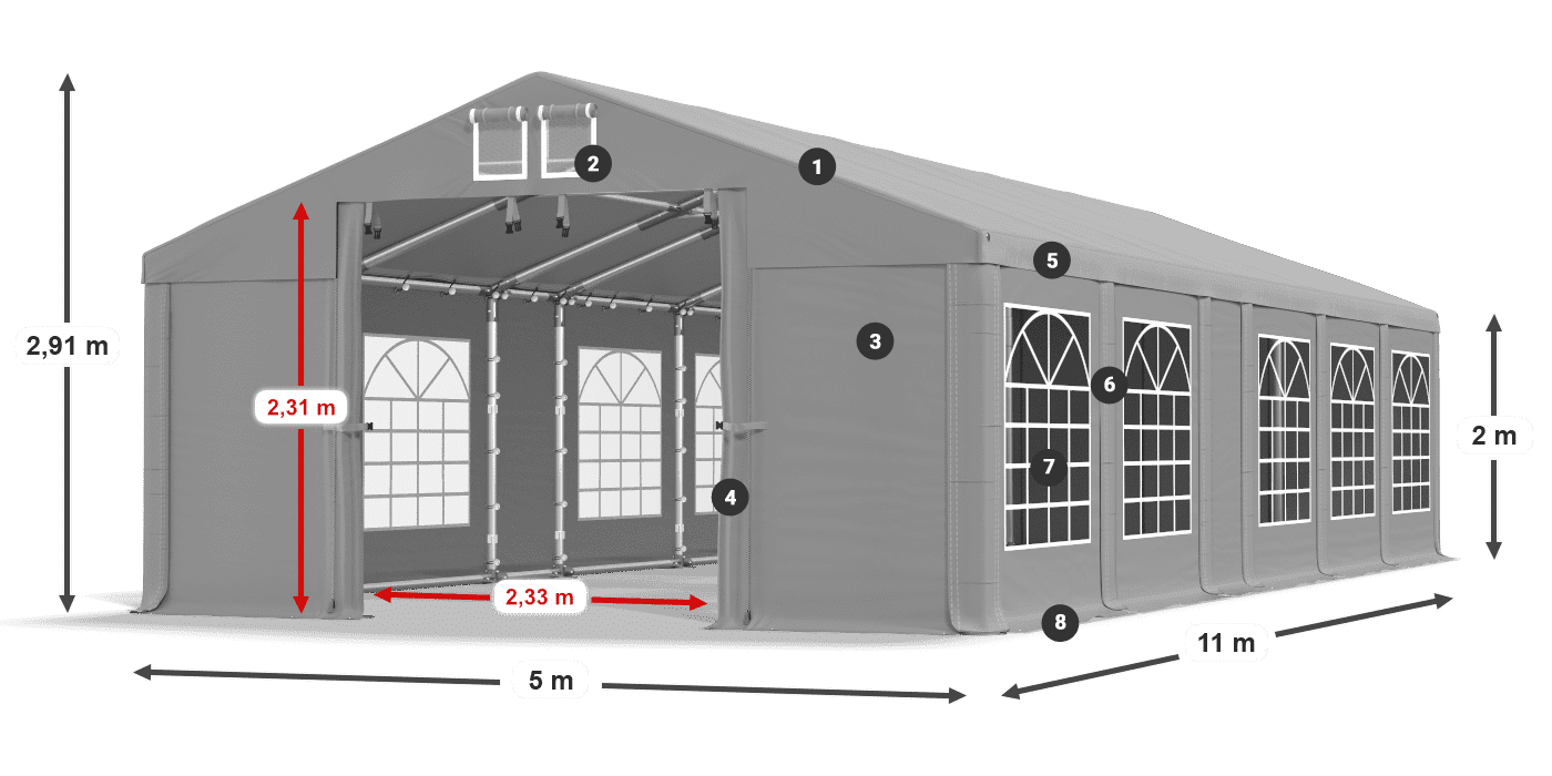 Strecha: FR 620 PVC Steny: SD 500 PVC 2 m legenda