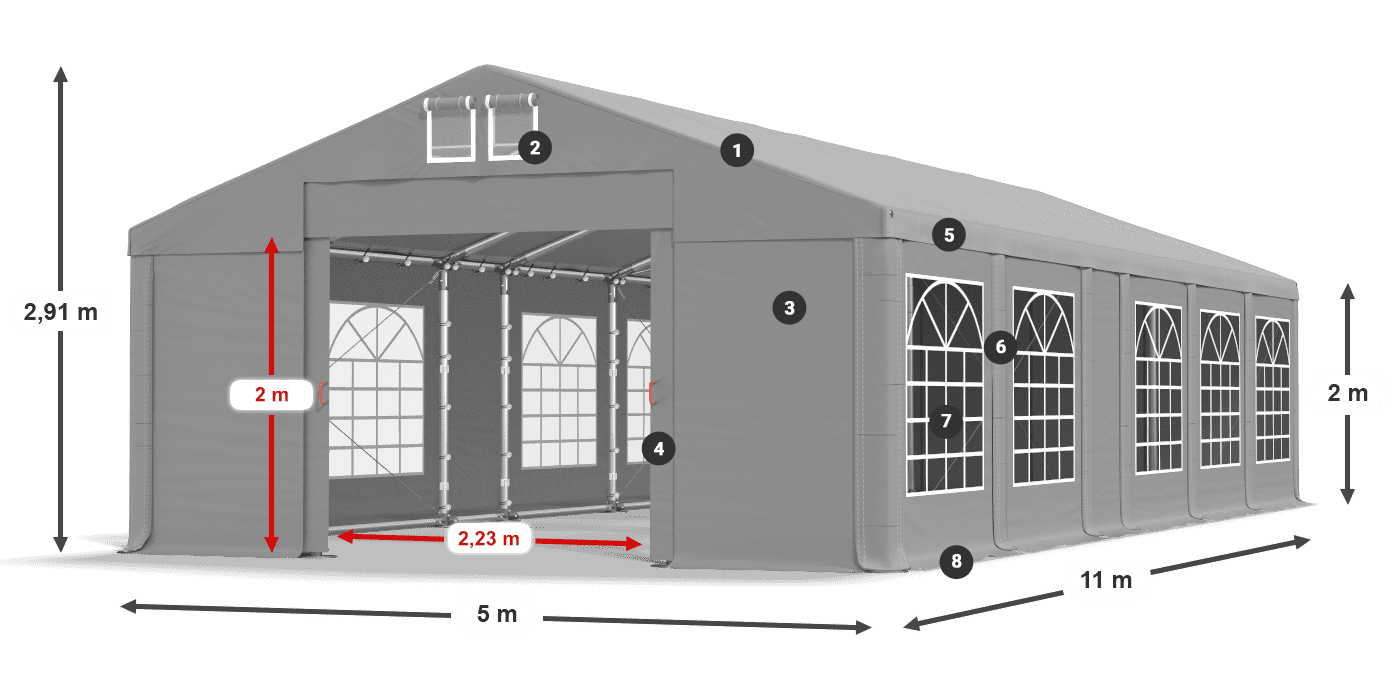 Strecha: FR 620 PVC Steny: SD 500 PVC 2 m legenda