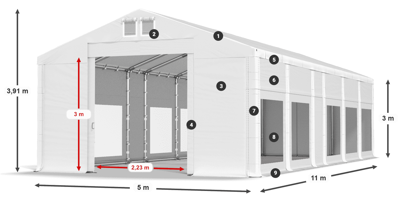 Strecha: MS 580 PVC Steny: MS 580 PVC 3m legenda