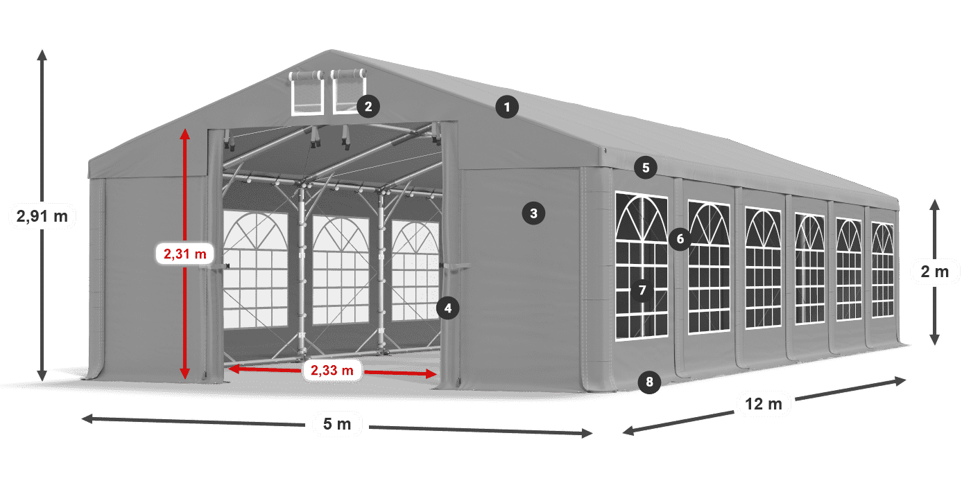 Strecha: FR 620 PVC Steny: SD 500 PVC 2 m legenda