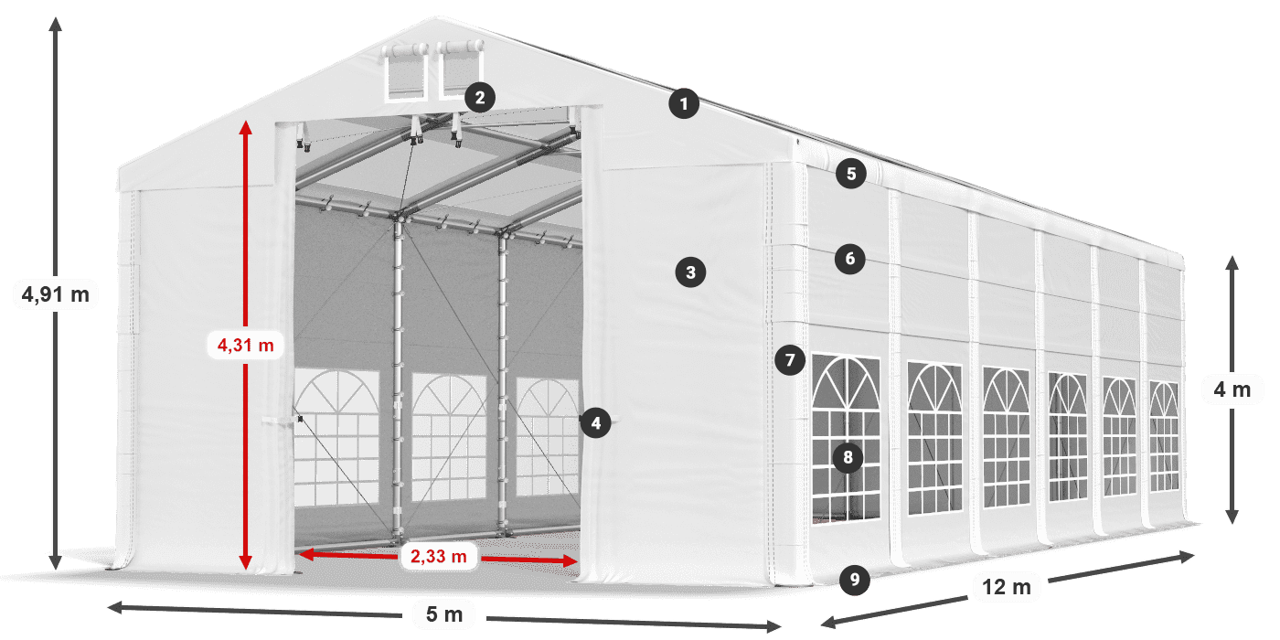 Strecha: MS T 580 PVC Steny: SD 500 AND PVC 4 m legenda