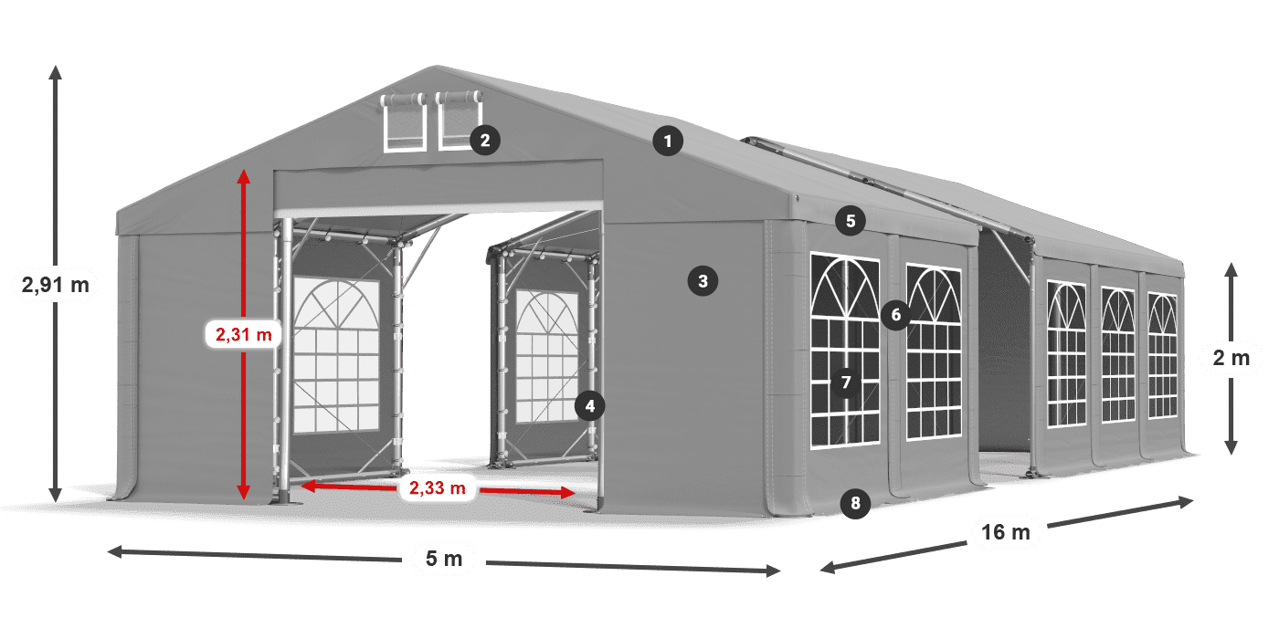 Strecha: FR 620 PVC Steny: SD 500 PVC 2 m legenda