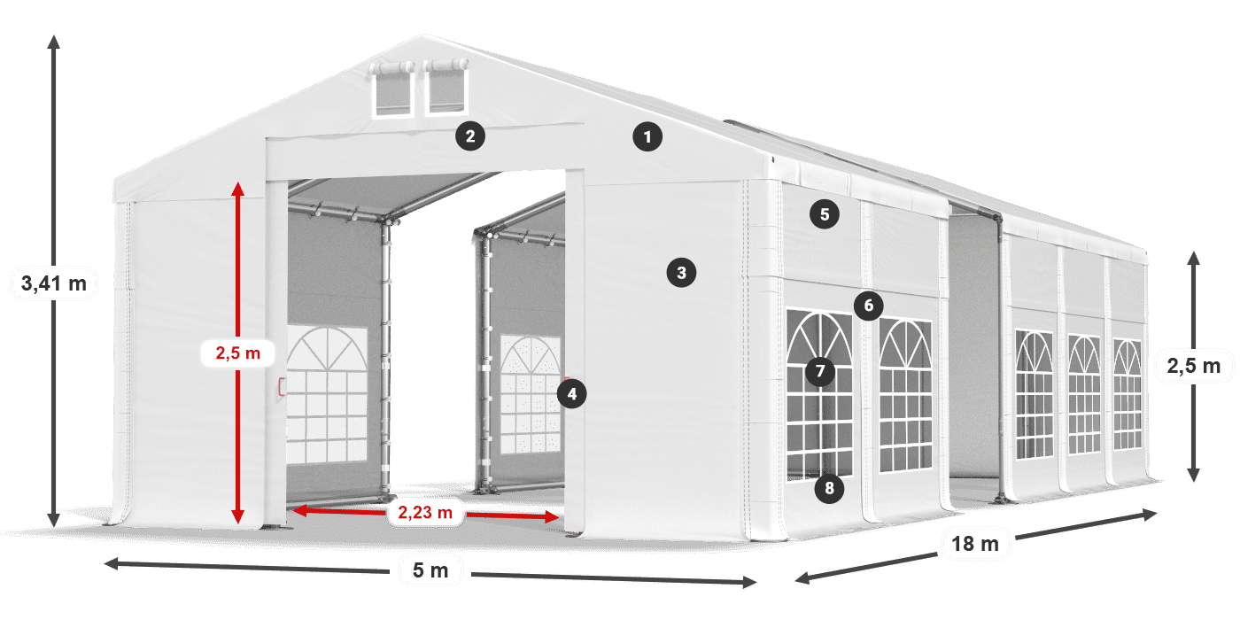 Strecha: FR 620 PVC Steny: SD 500 PVC 2,5 m legenda