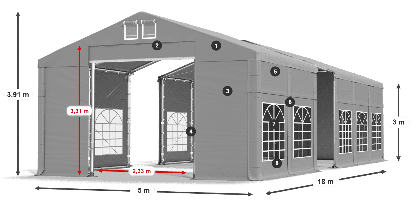 Strecha: FR 620 PVC Steny: SD 500 PVC 3m legenda