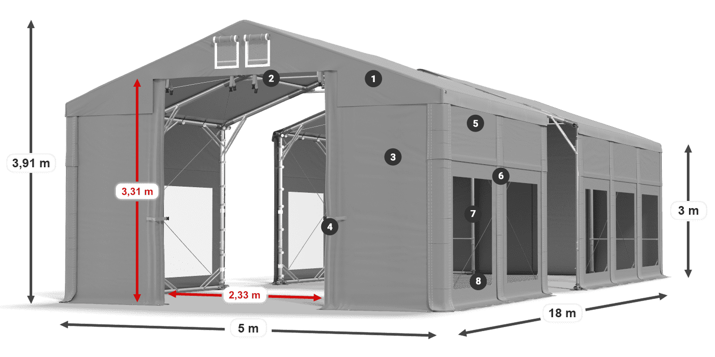 Strecha: MS 580 PVC Steny: MS 580 PVC 3m legenda
