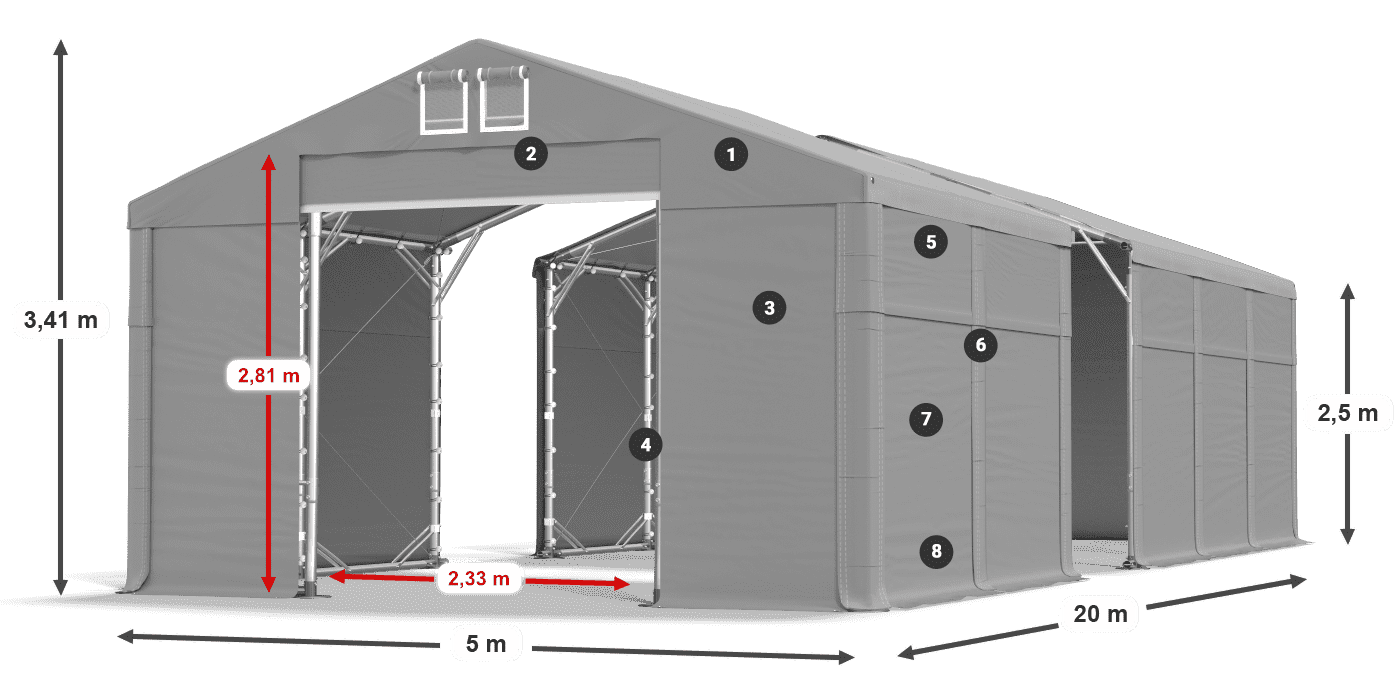 Strecha: SD 560 PVC Steny: FR 620 PVC legenda 2,5 m