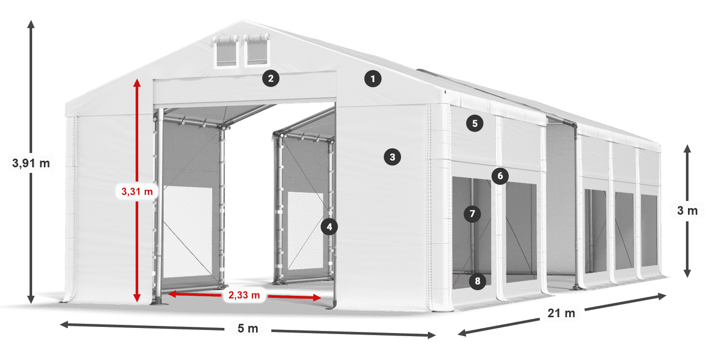 Strecha: MS 580 PVC Steny: MS 580 PVC 3m legenda