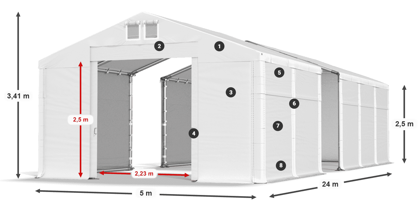 Strecha: SD 560 PVC Steny: FR 620 PVC legenda 2,5 m