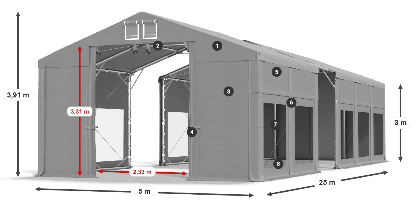 Strecha: MS 580 PVC Steny: MS 580 PVC 3m legenda