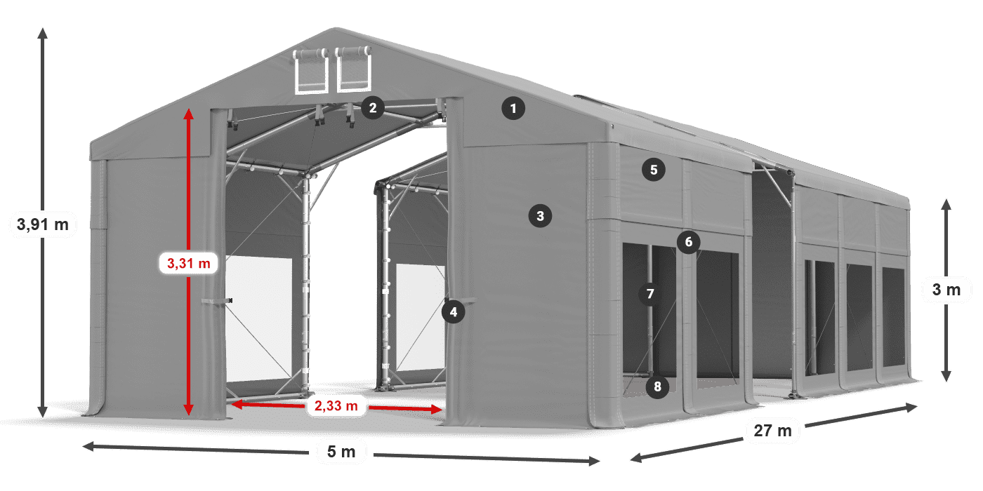 Strecha: MS 580 PVC Steny: MS 580 PVC 3m legenda