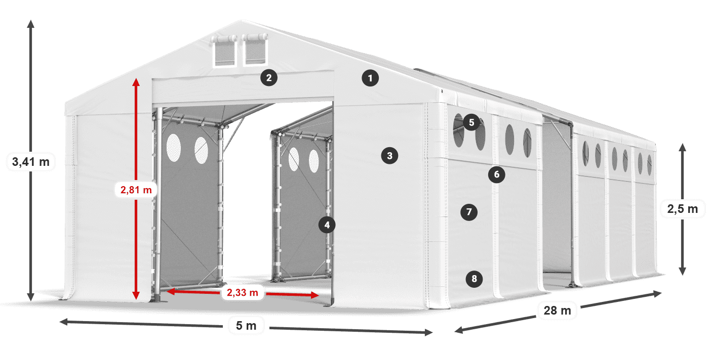 Strecha: SD 560 PVC Steny: FR O 620 PVC legenda 2,5 m