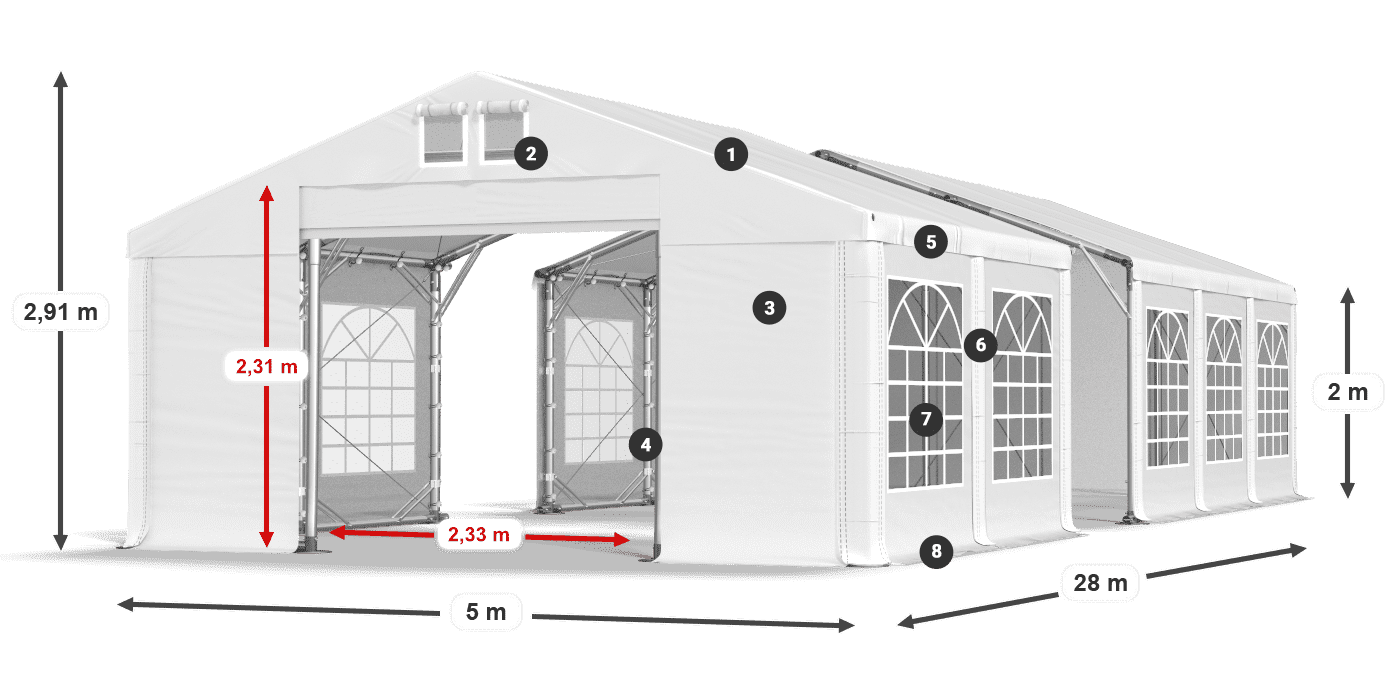 Strecha: SD 560 PVC Steny: FR 620 PVC legenda 2m