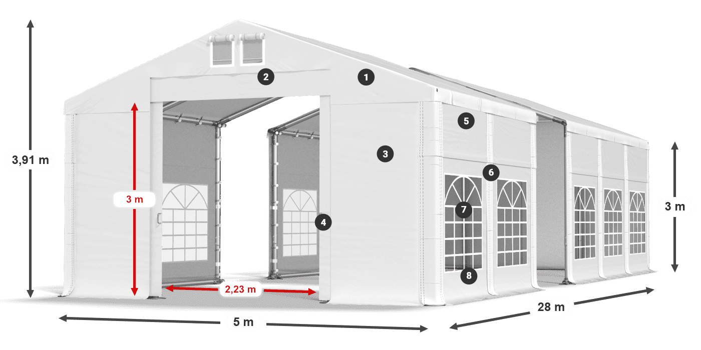 Strecha: FR 620 PVC Steny: SD 500 PVC 3m legenda