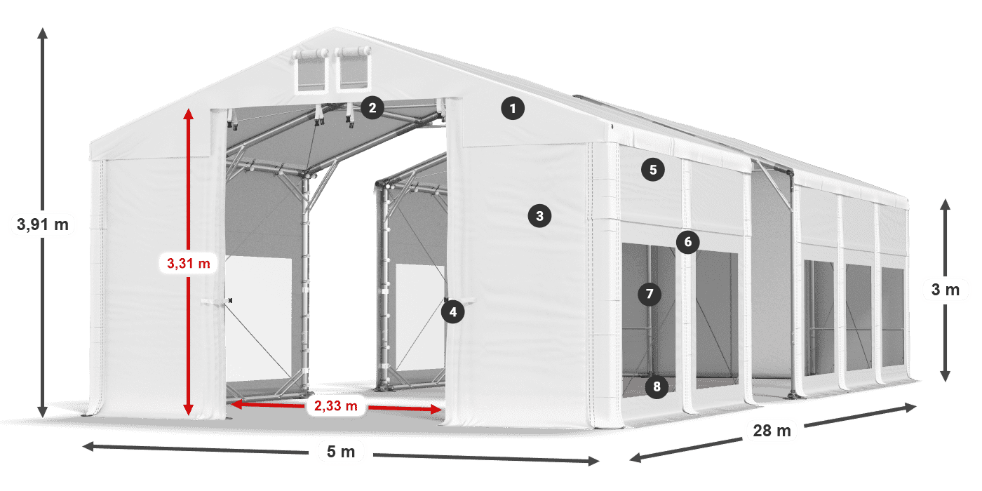 Strecha: MS 580 PVC Steny: MS 580 PVC 3m legenda
