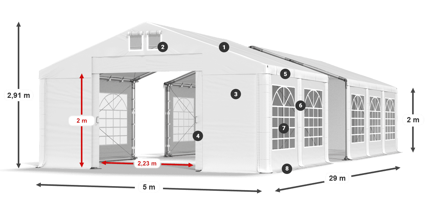 Strecha: FR 620 PVC Steny: SD 500 PVC 2 m legenda