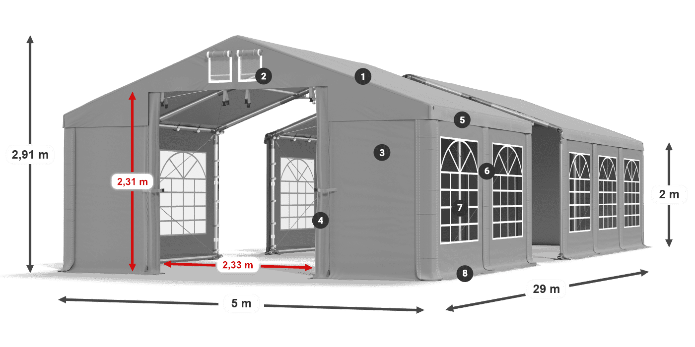 Strecha: FR 620 PVC Steny: SD 500 PVC 2 m legenda