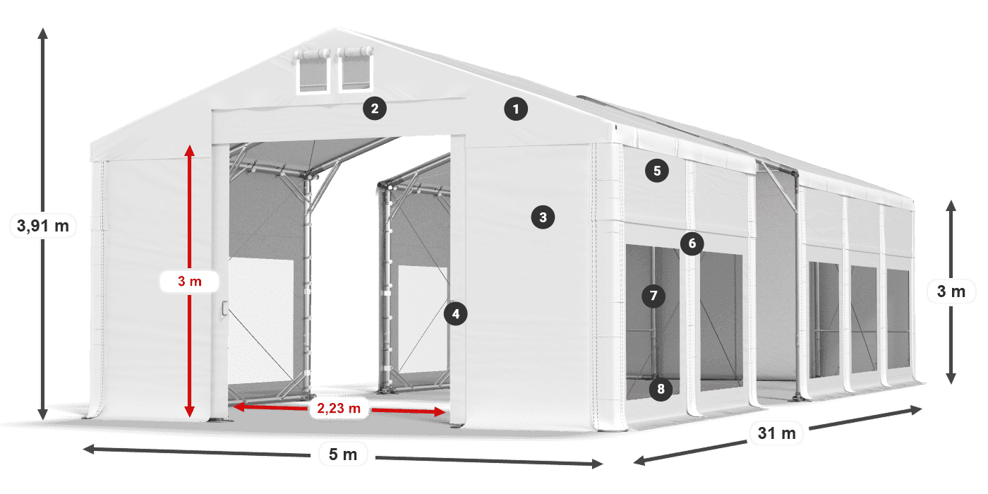 Strecha: FR 620 PVC Steny: MS 580 PVC 3m legenda