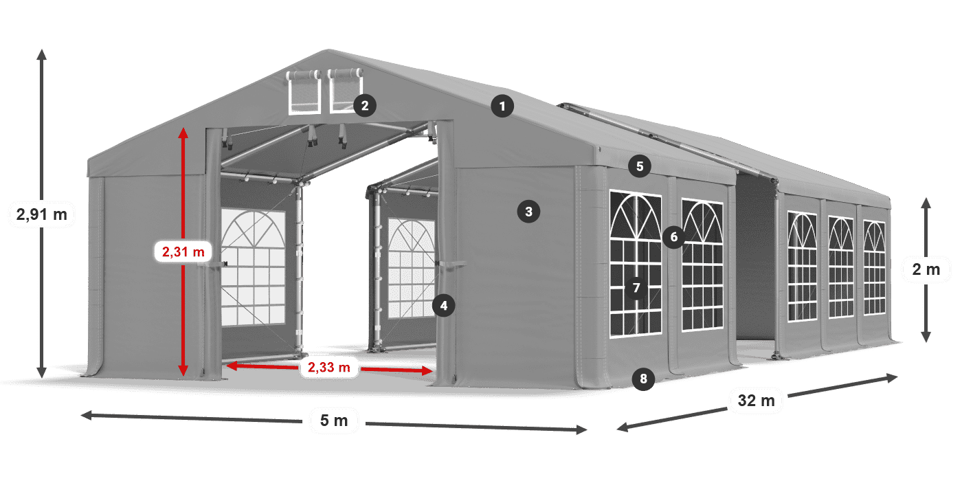 Strecha: FR 620 PVC Steny: SD 500 PVC 2 m legenda